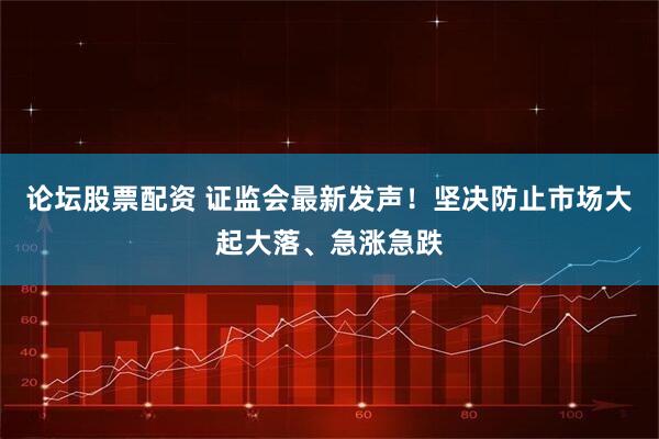 论坛股票配资 证监会最新发声！坚决防止市场大起大落、急涨急跌